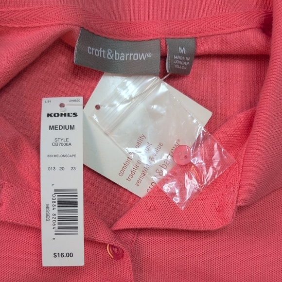 Croft & Barrow Women's Button Down Shirts - White and Coral - Picture 6 of 6